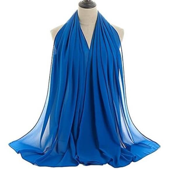 Women Lightweight Breathable Solid Color Soft Chiffon Long - Picture 6 of 7